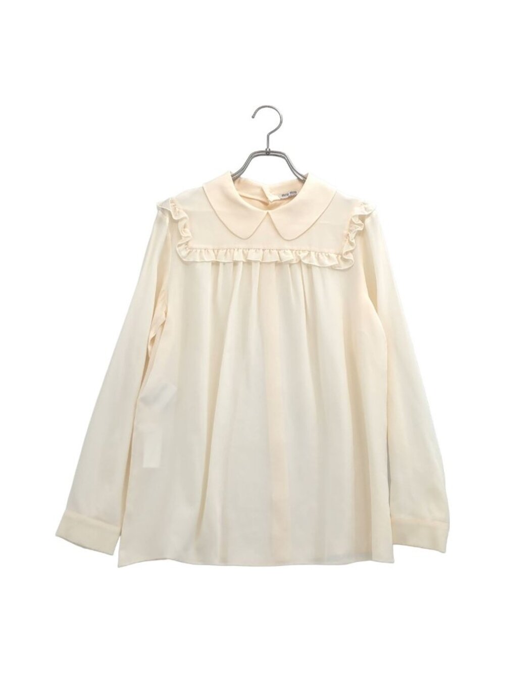 Miu Miu Silk Frill Blouse Ivory 38